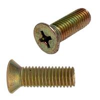 1/2"-13 X 1-1/2" Flat Head, Phillips, Machine Screw, Coarse, Zinc Yellow